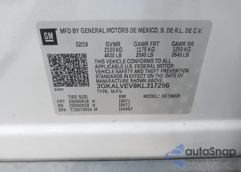 2019 GMC Terrain Slt z USA, uszkodzony, nr VIN 3GKALVEV8KL317256